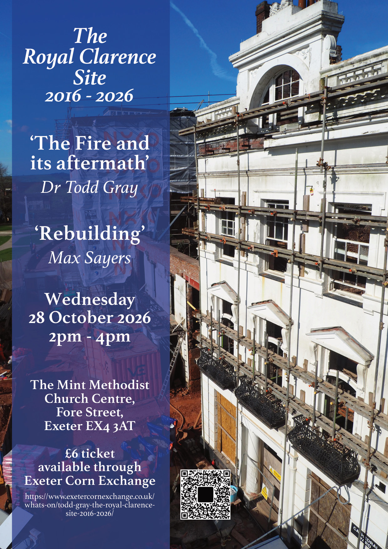 Poster for the Royal Clarence Site 2016 to 2026 talk on 28 October 2026